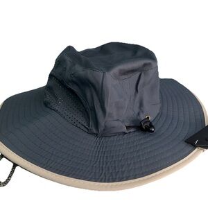Wide Brim Sun Hat in Gray and Cream